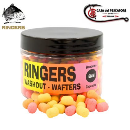 Confezione da 100g di esche Ringers Washout Wafters 6mm per la pesca a method feeder